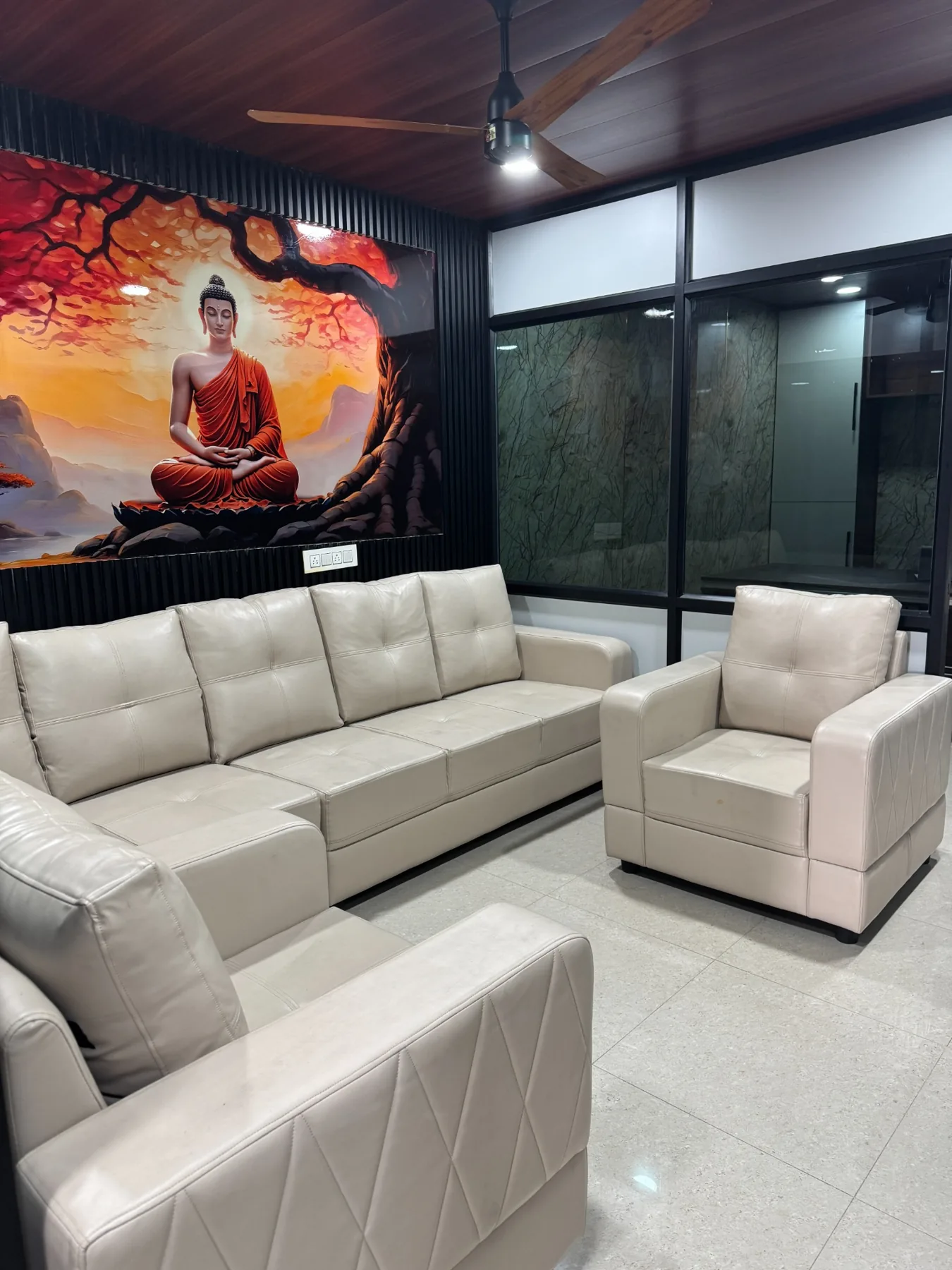 Wide view of the client lounge area